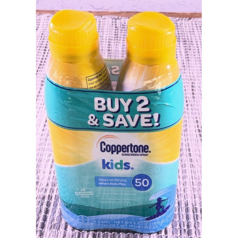 Coppertone Kids SPF 50 Water Resistant Sunscreen Spray 5.5oz Twin Pack